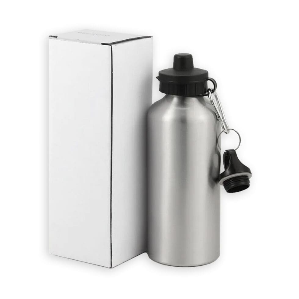 Silver Sublimation Water Bottle & White Box